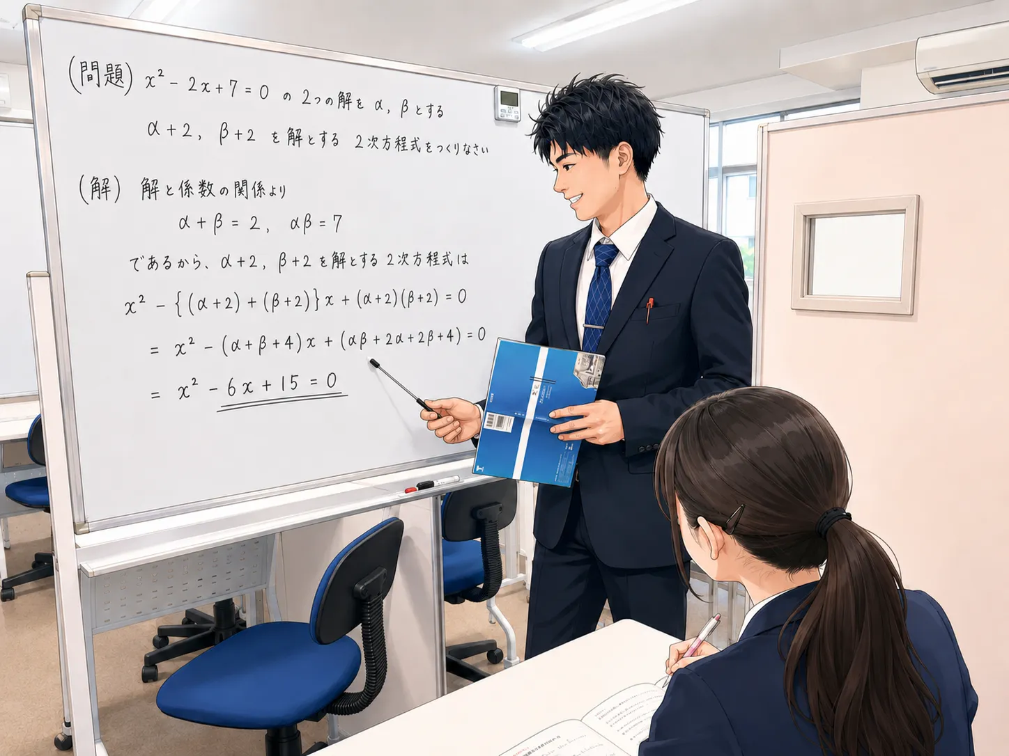 羽村教室の教室長|アトム羽村教室 アトム羽村教室の教室長勉強会-イラストのお知らせ「羽村教室の教室長」